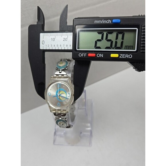 Swatch Check Pea LK267G Womens 25mm Clear Case Silver Bracelet Swiss New Battery - Picture 5 of 11